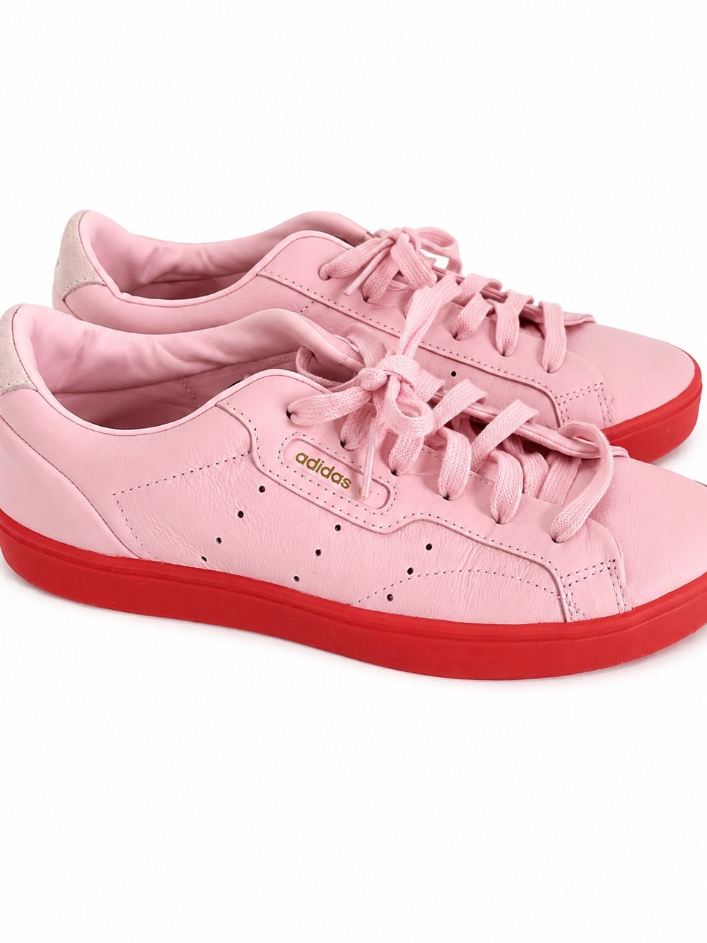 Adidas Pink & Red Leather Low-Top Sneakers Size 7 Women's